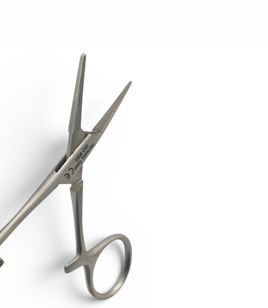 Pinza halstead mosquito recta 9cm.-Acero alemán